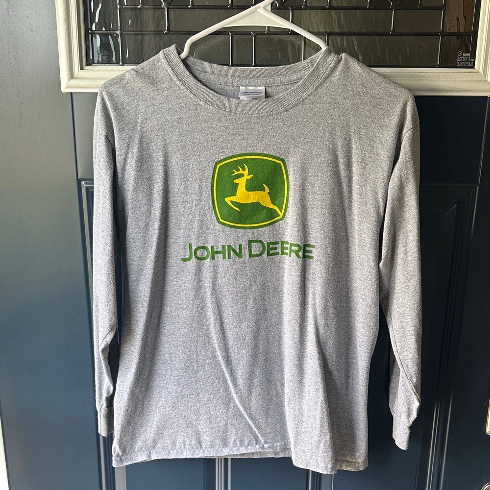 John Deere Gray Long Sleeve with Green and Yellow Logo